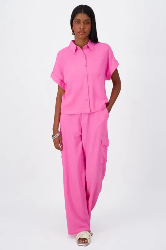 Pantalon Lino Detalle Bolsas Cargo sold by Shasa