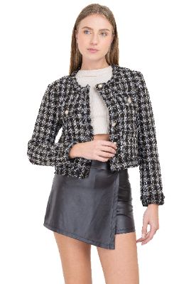 Saco crop tweed sold by Shasa