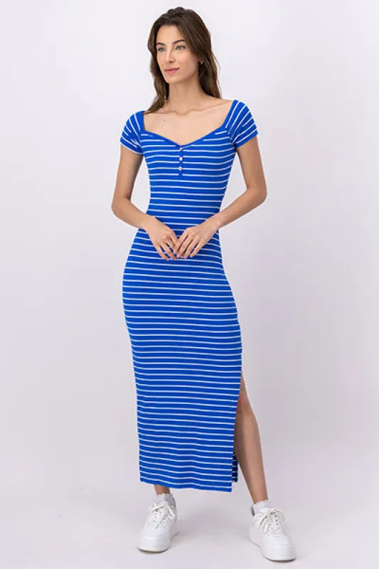 Vestido maxi rayas manga corta sold by Shasa