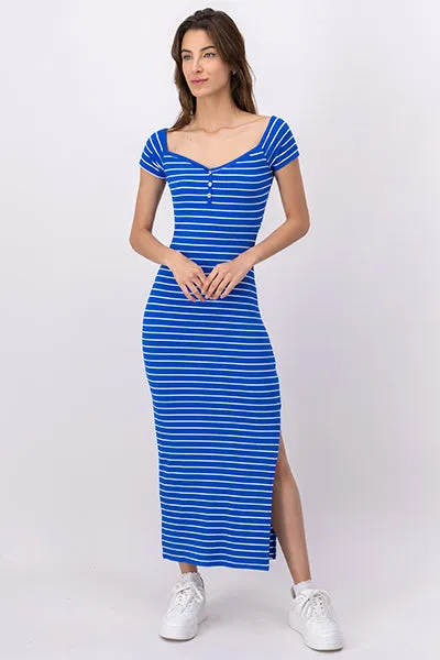 Vestido maxi rayas manga corta sold by Shasa