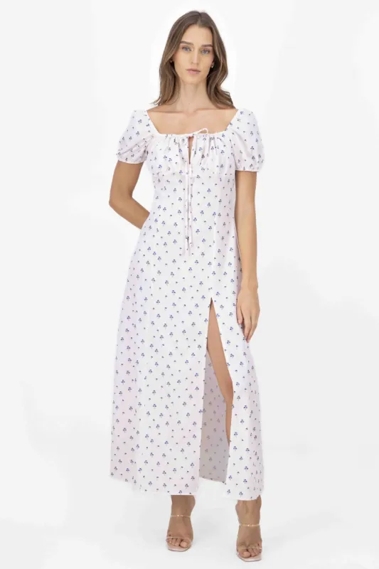 Vestido midi estampado floral manga globo Hypsters sold by Shasa