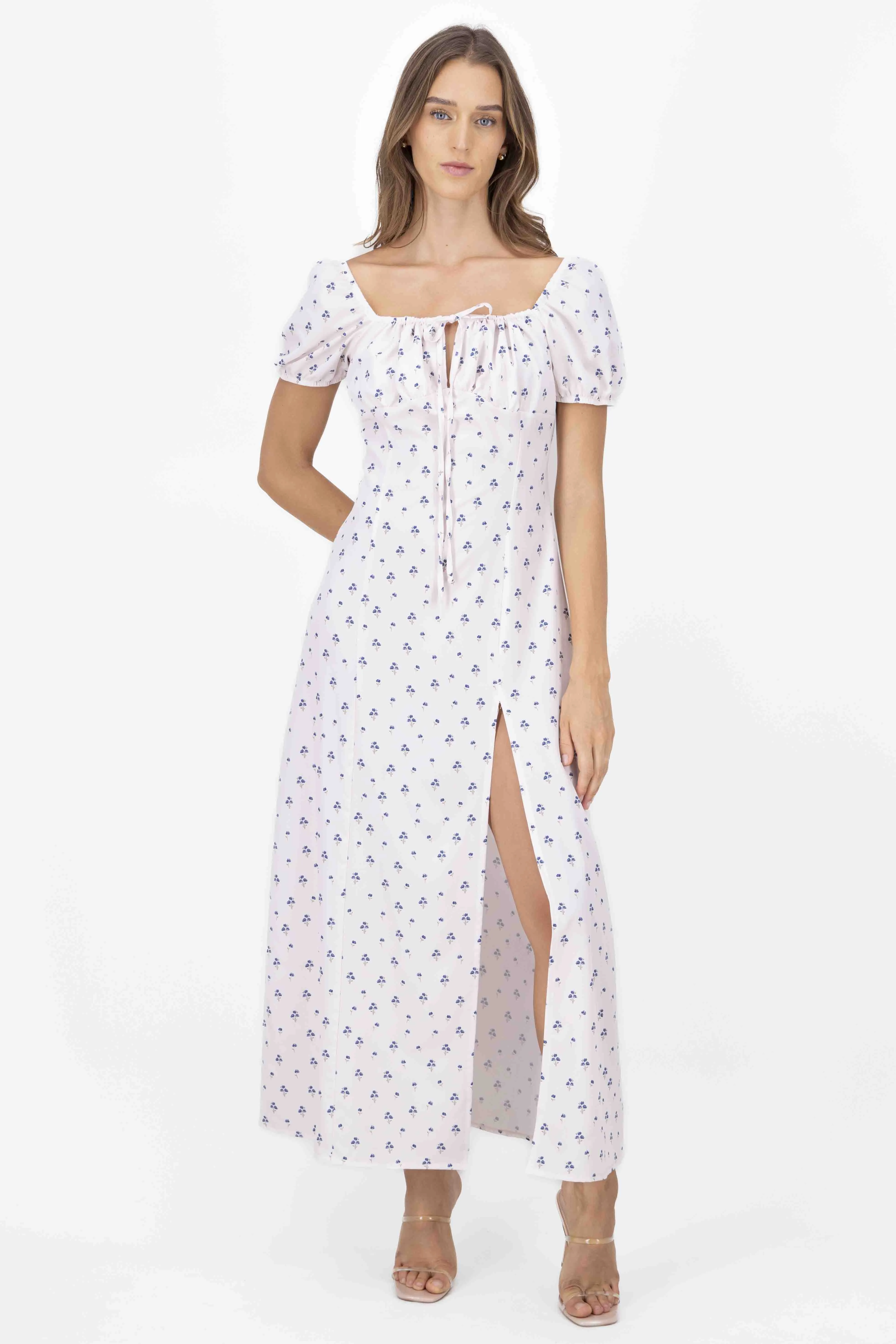 Vestido midi estampado floral manga globo Hypsters sold by Shasa