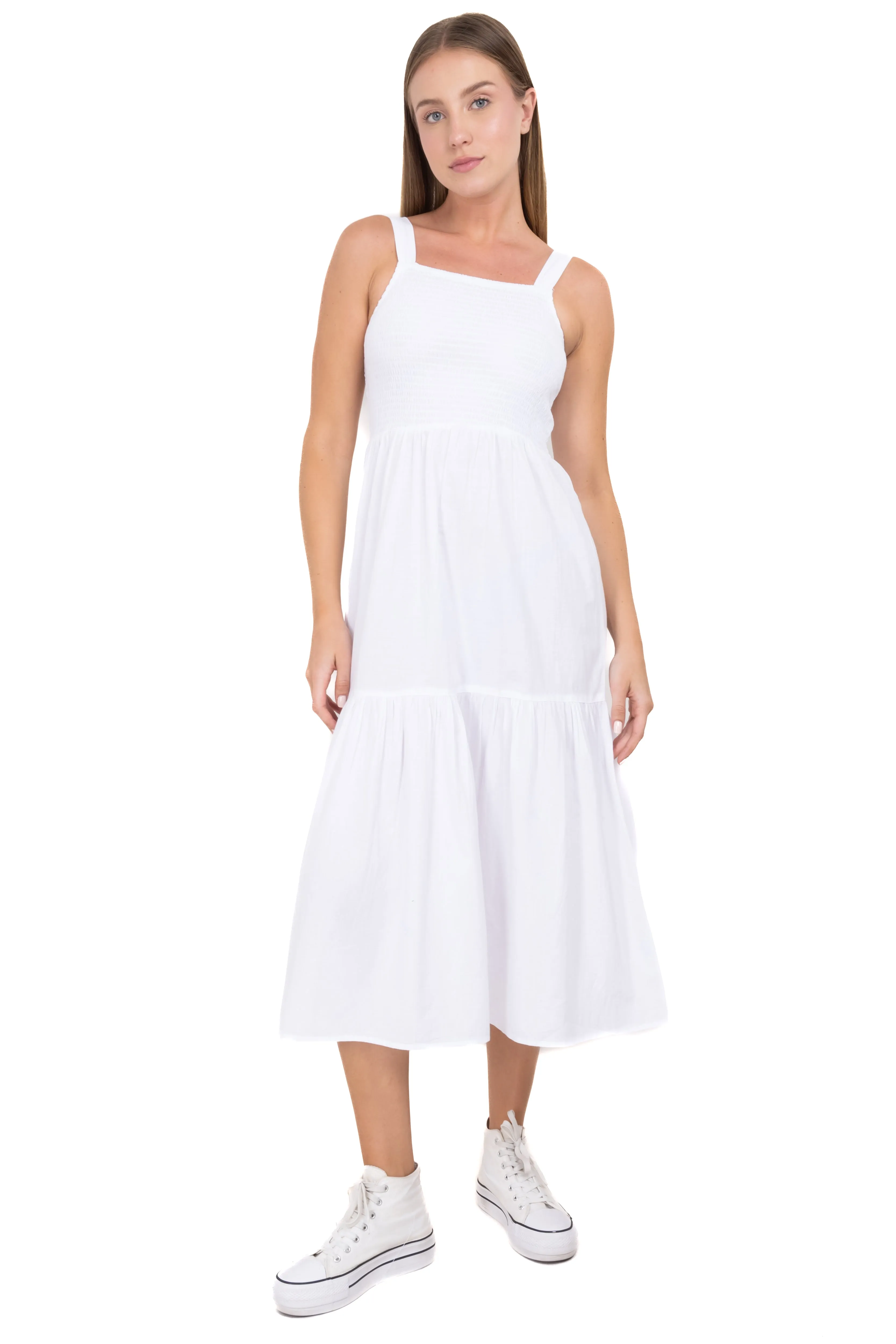 Vestido midi smock tirantes anchos sold by Shasa