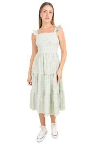 Vestido midi olanes cuadros sold by Shasa