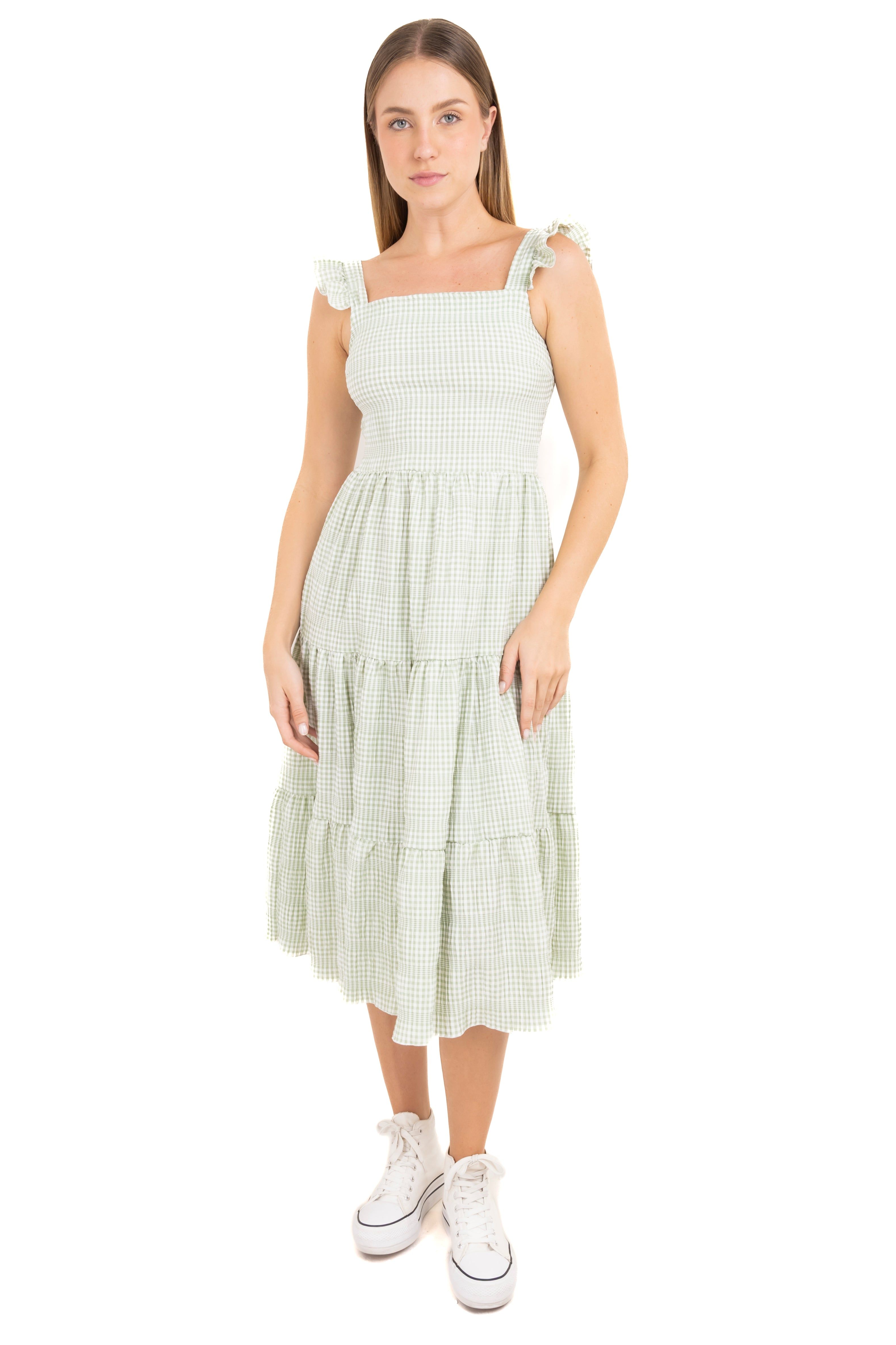 Vestido midi olanes cuadros sold by Shasa