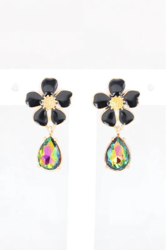 Aretes Flor Gota Cristal sold by Shasa