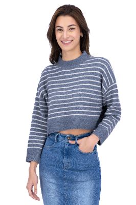 Suéter crop líneas bicolor sold by Shasa