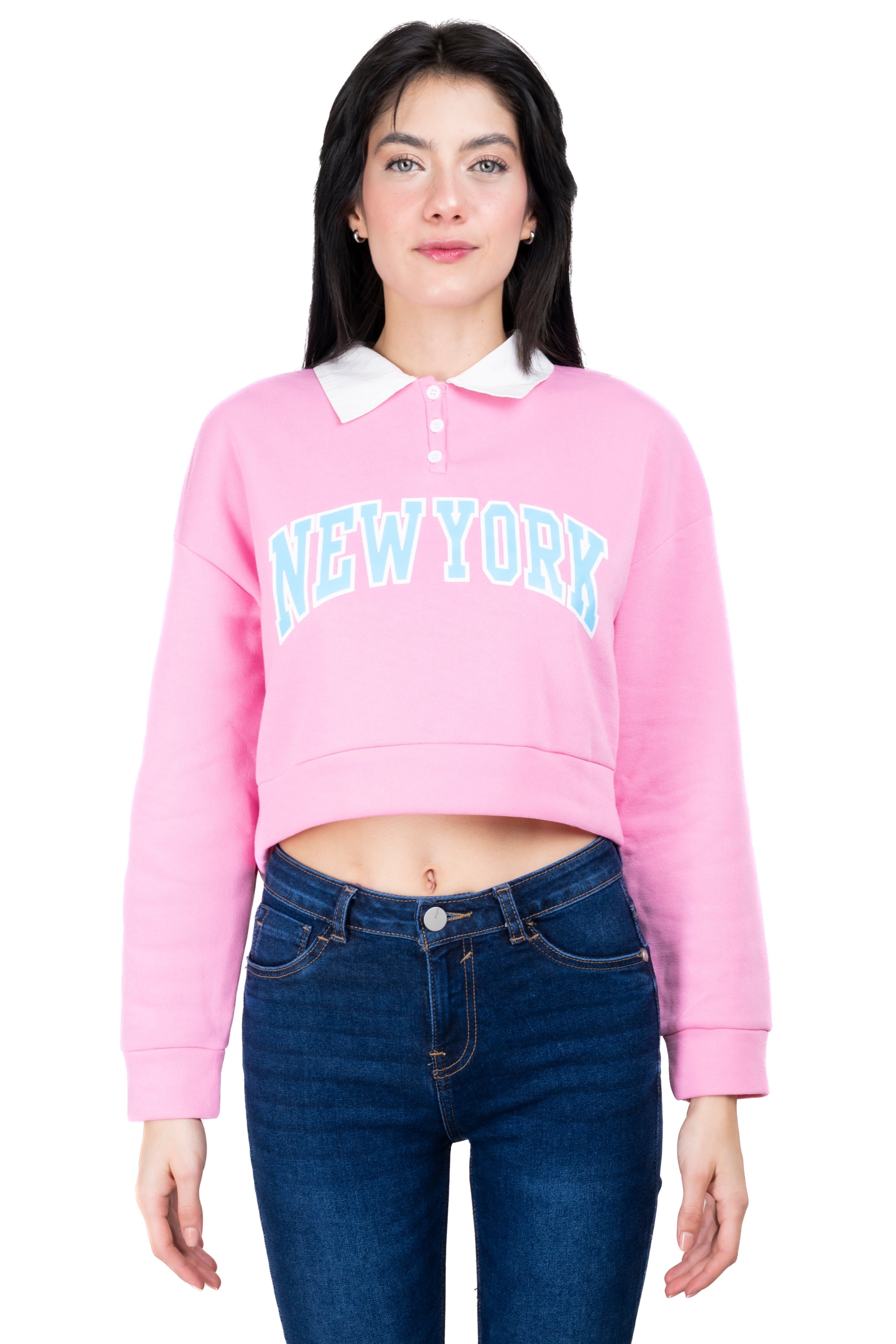 Sudadera crop cuello polo New York sold by Shasa product image thumbnail 5
