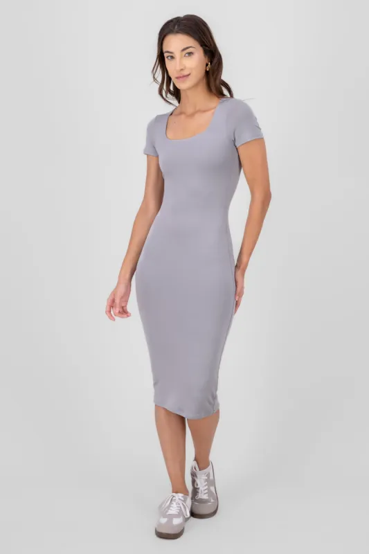 Vestido midi doble tela escote cuadrado sold by Shasa