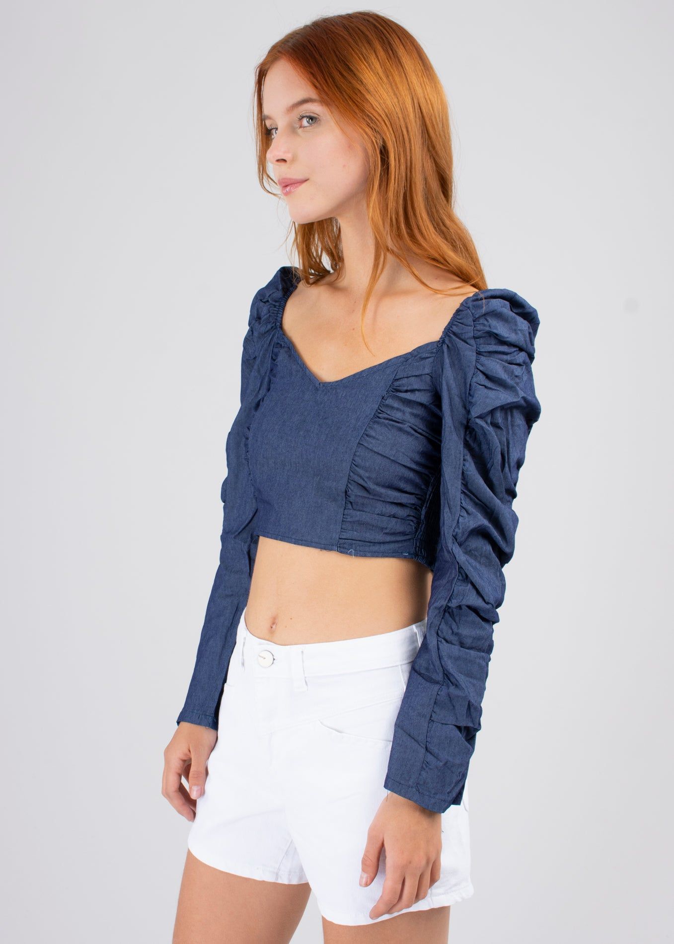 Blusa manga larga plisado denim sold by Shasa product image thumbnail 3