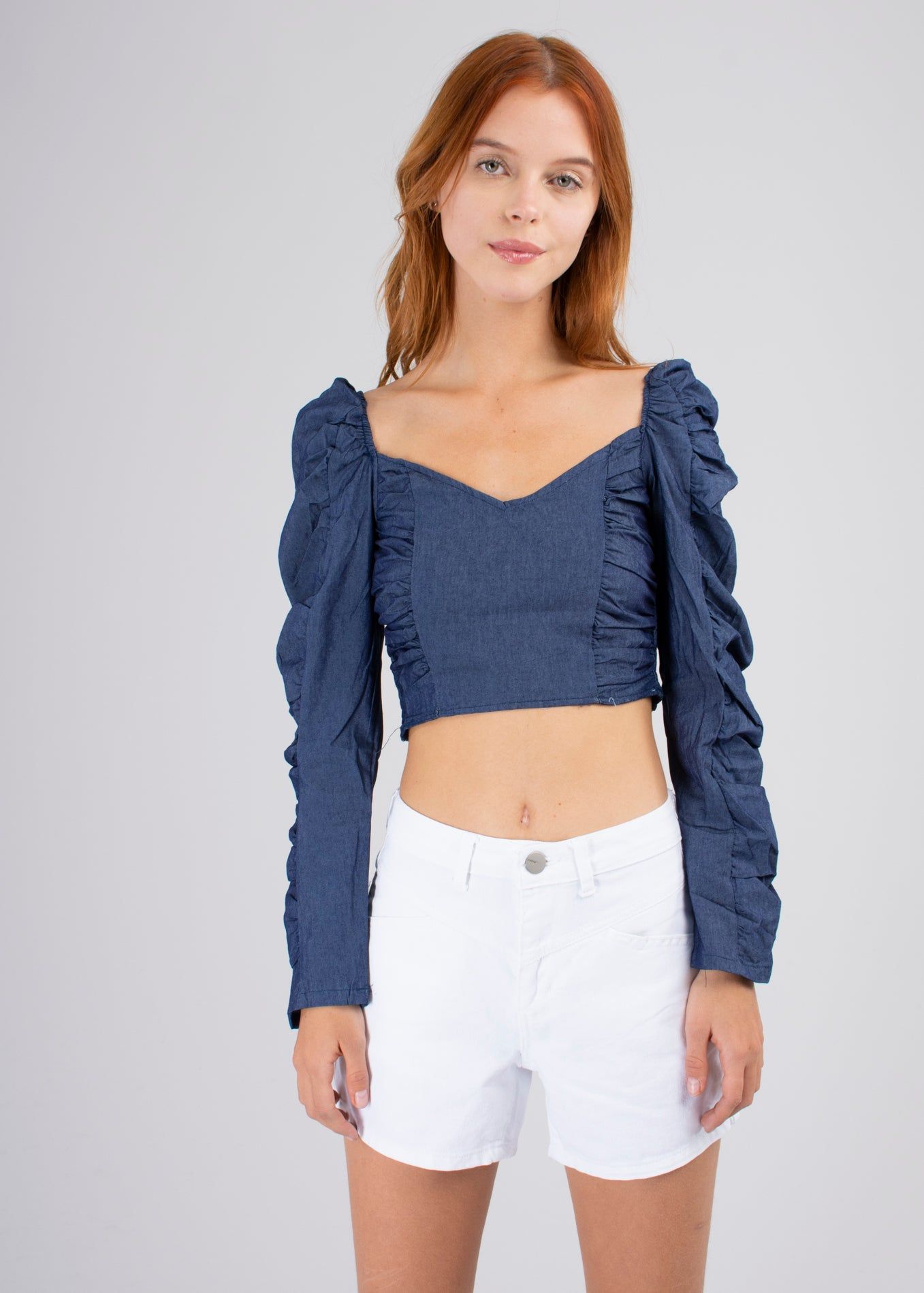 Blusa manga larga plisado denim sold by Shasa product image thumbnail 2