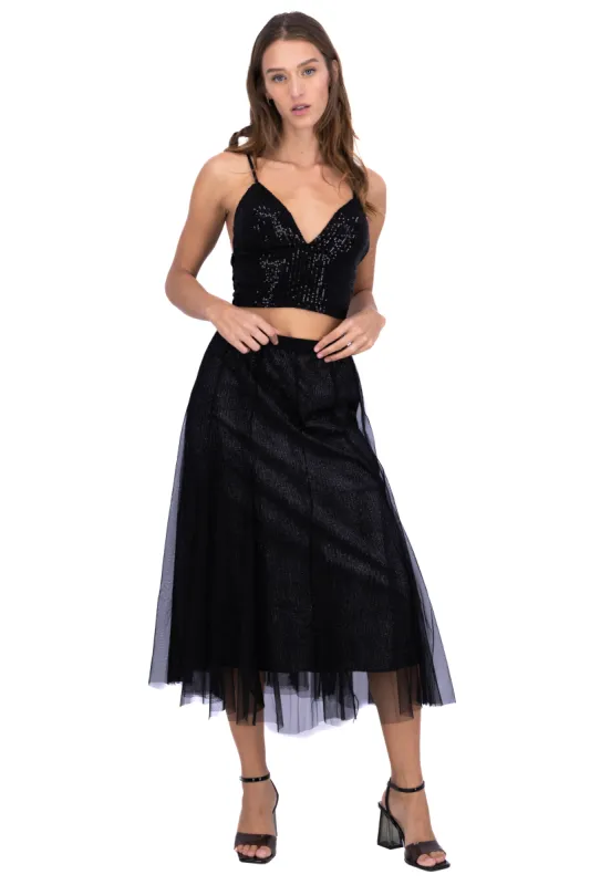 Falda midi brillos sold by Shasa