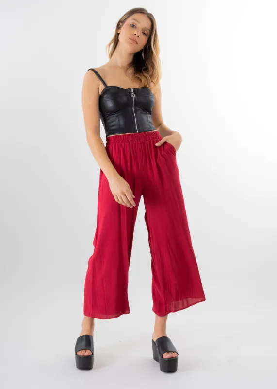 Pantalón wide leg cintura alta fruncida sold by Shasa