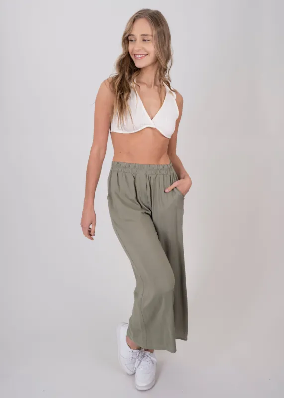 Pantalón wide leg cintura alta fruncida sold by Shasa