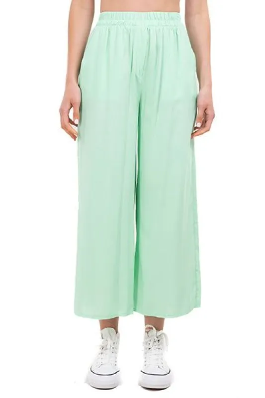Pantalón Wide Leg Cintura Alta Fruncida sold by Shasa