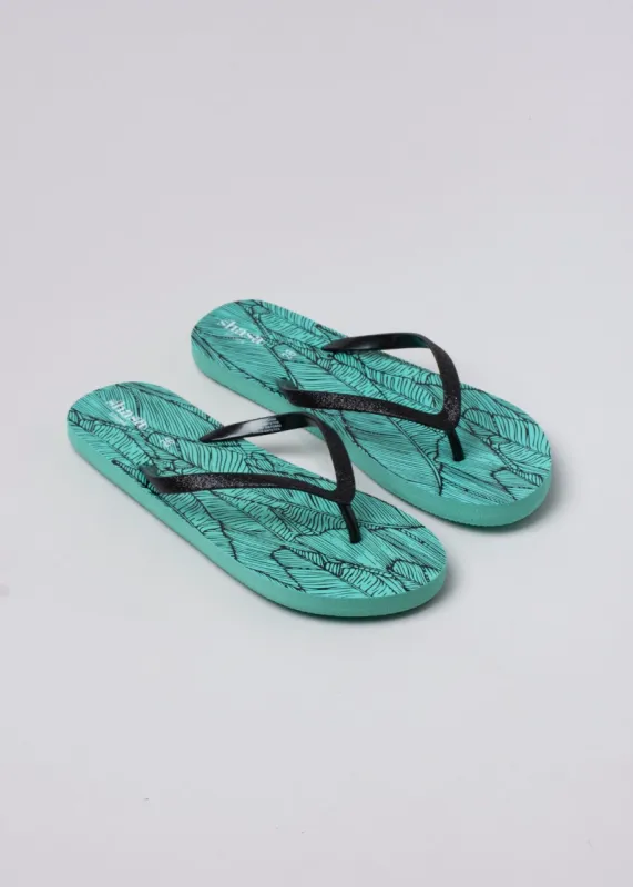 Flip flop hoja tropical brillos sold by Shasa