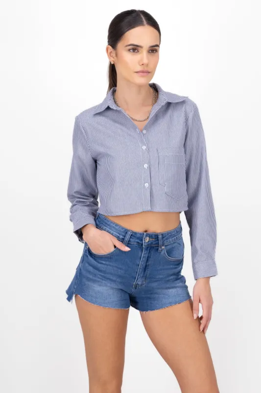Camisa Crop Doble Bolsillo sold by Shasa