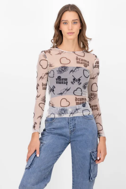 Blusa mesh tattoo bratz sold by Shasa