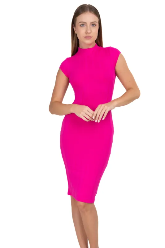 Vestido midi acanalado cuello alto sold by Shasa