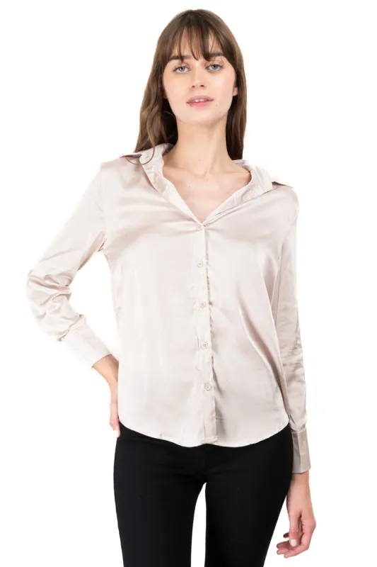 Camisa satinada manga larga sold by Shasa