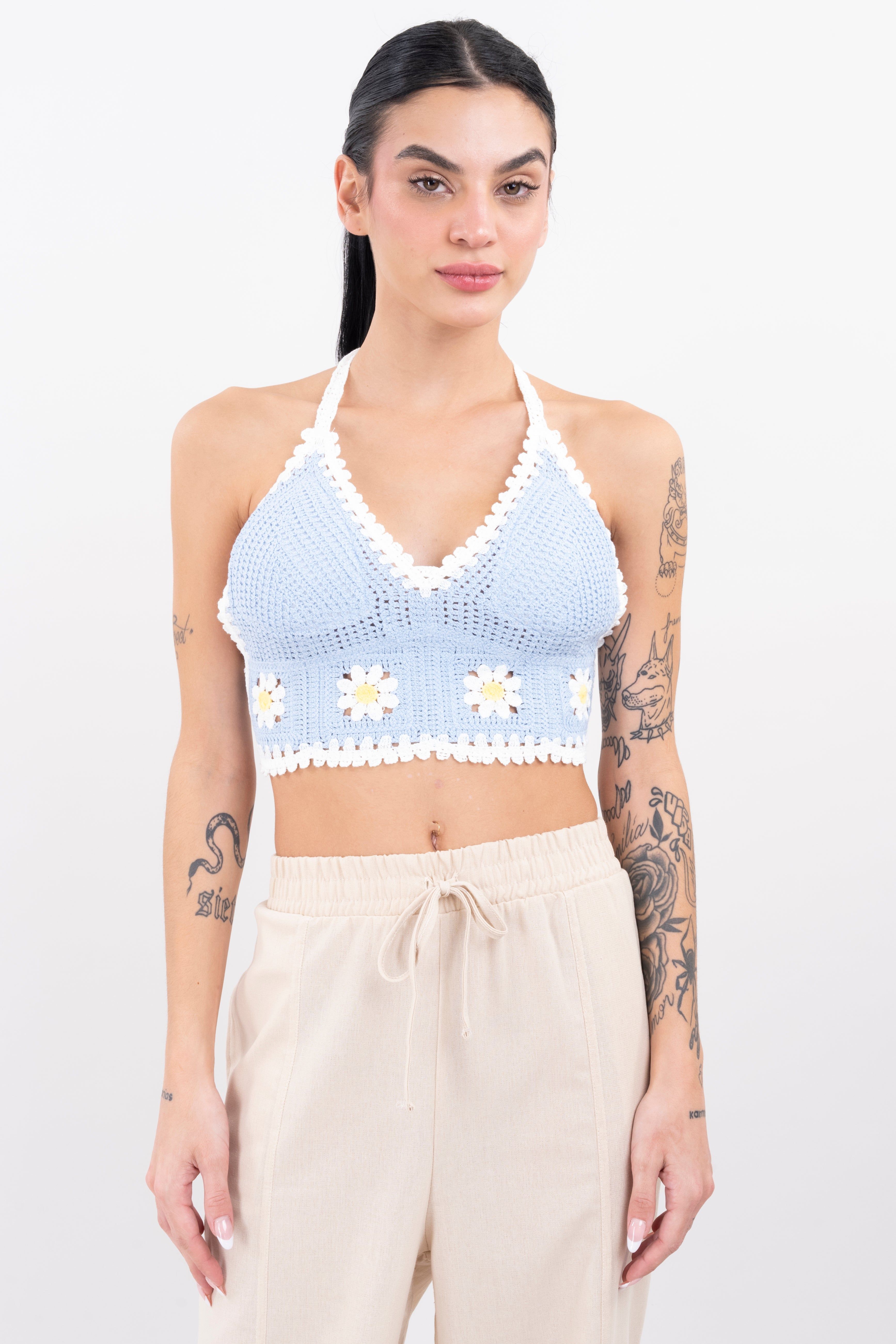 Top crop crochet flores sold by Shasa product image thumbnail 2