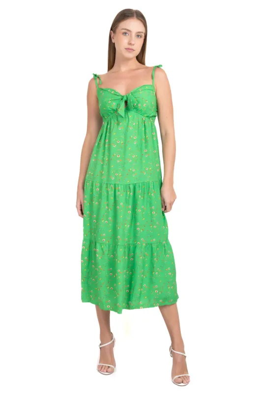 Vestido midi flores moño sold by Shasa