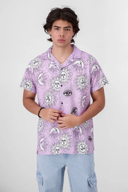 Camisa Resort Manga Corta Lunas Y Soles sold by Shasa