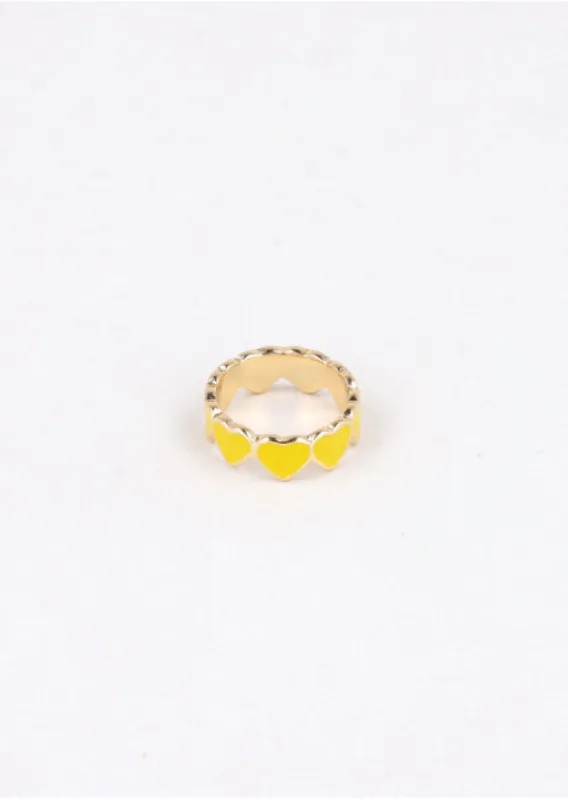Anillo metálico corazones sold by Shasa