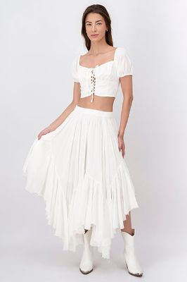 Falda maxi asimétrica olanes sold by Shasa