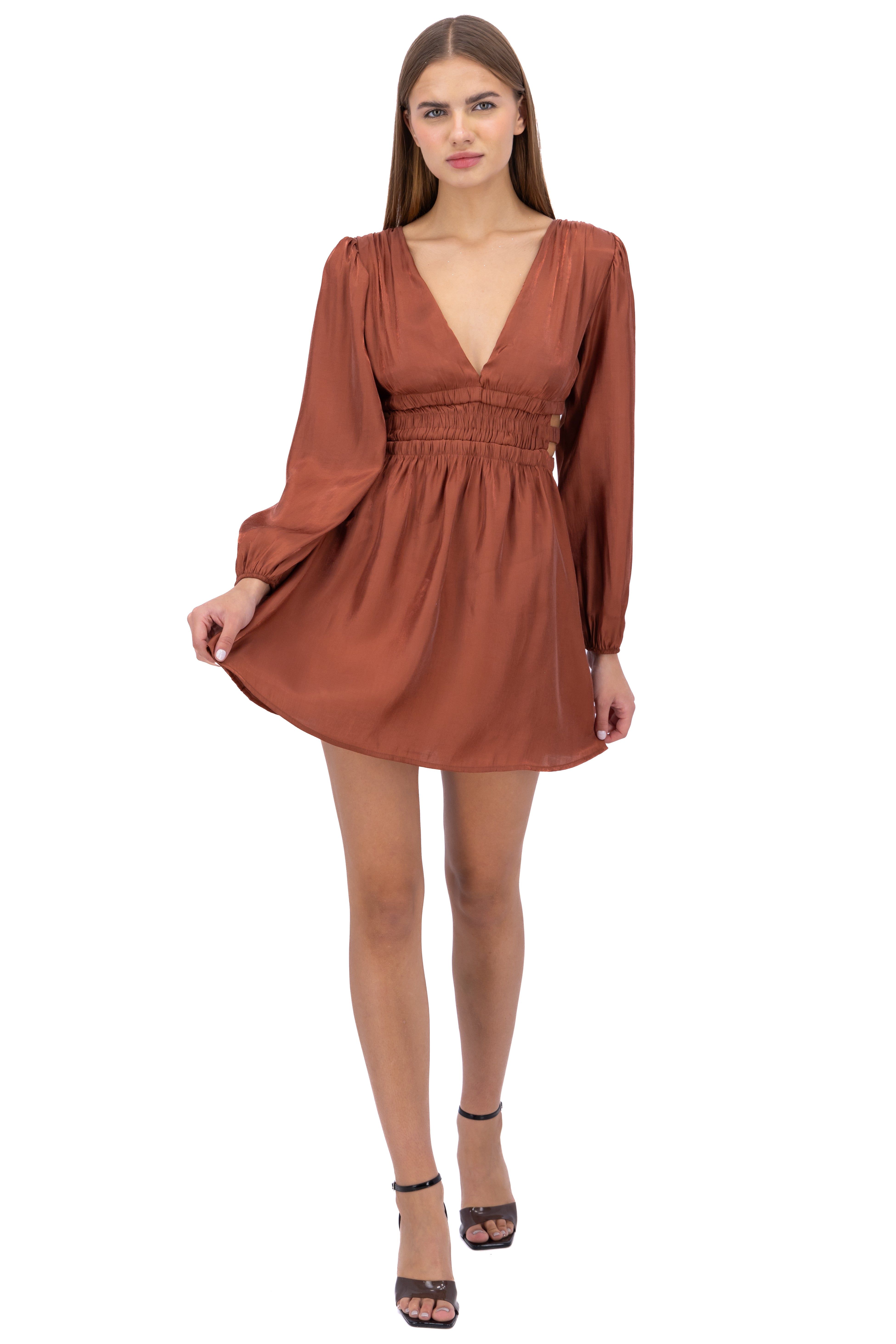 Vestido manda larga tornasol brillos sold by Shasa