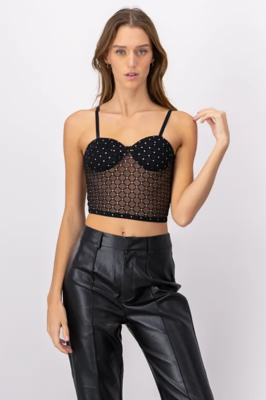 Top con copas brillos sold by Shasa