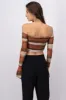 Top mesh strapless manga fruncida sold by Shasa