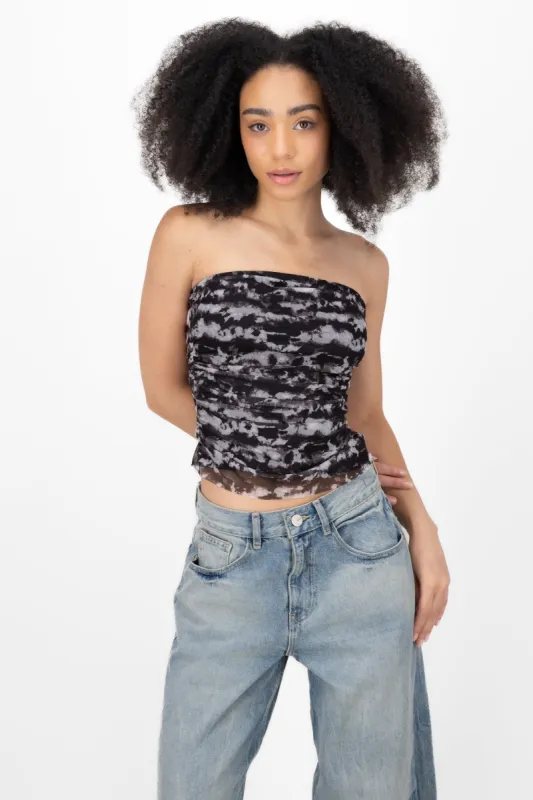 Top strapless mesh drapeado sold by Shasa