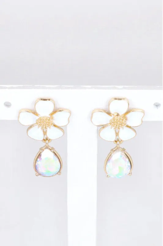 Aretes Flor Gota Cristal sold by Shasa