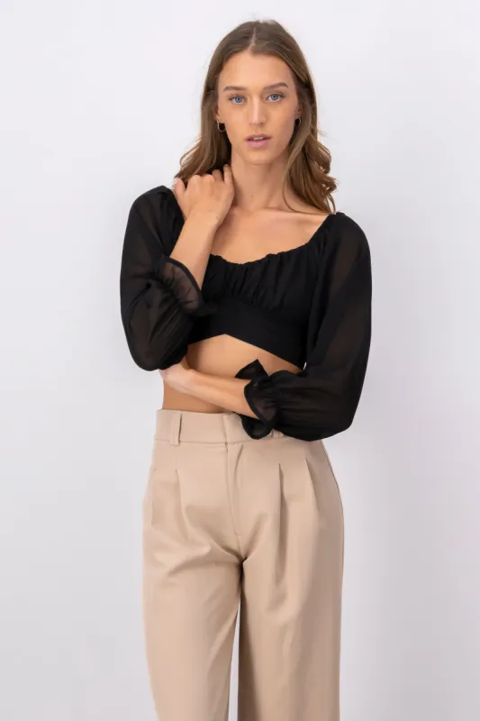 Blusa manga larga detalle amarre sold by Shasa