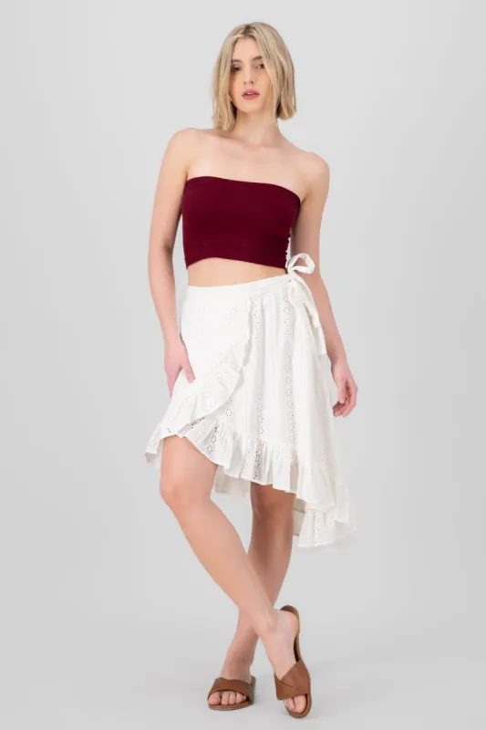 Falda midi wrap detalles flores sold by Shasa