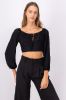 Blusa crop manga abullonada moño sold by Shasa