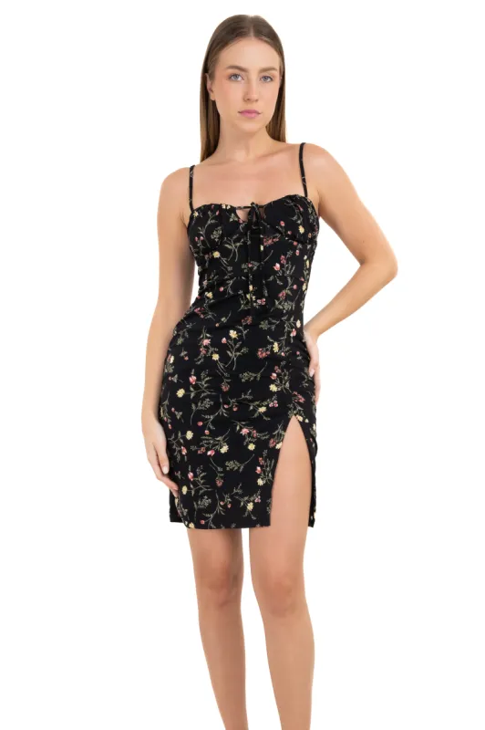 Vestido mini abertura flores sold by Shasa
