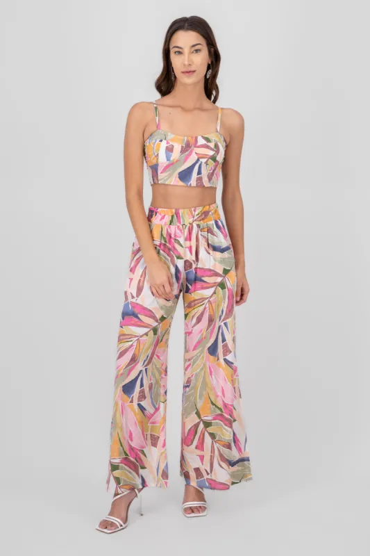Pantalon ligero estampado tropical con resorte Hyp sold by Shasa