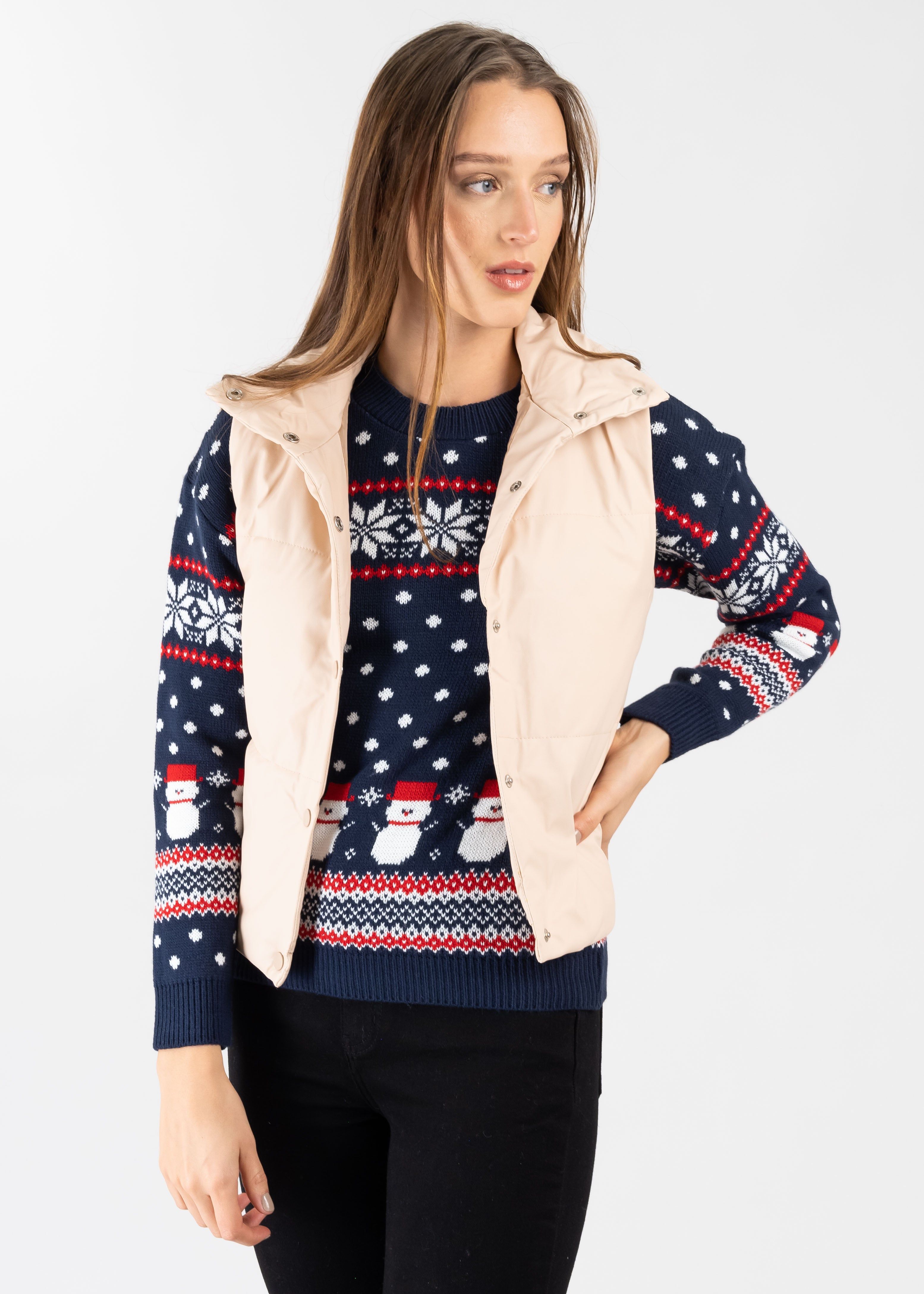 Chaleco capitonado corto efecto piel sold by Shasa