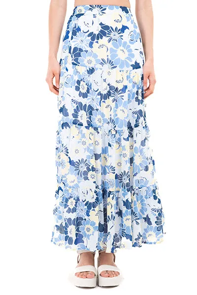Falda maxi cintura elástica flores sold by Shasa