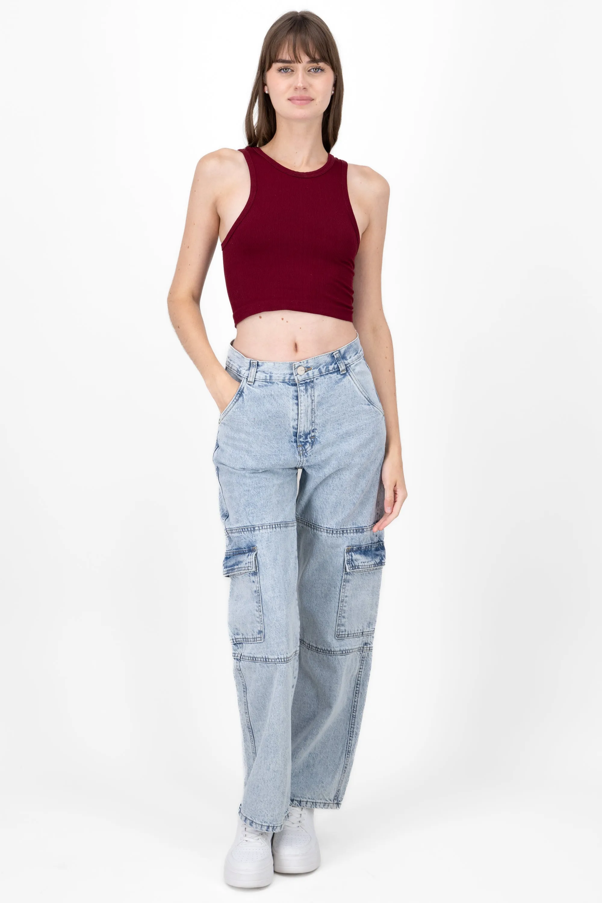 Jeans cargo carteras 2 bolsas cortes sold by Shasa