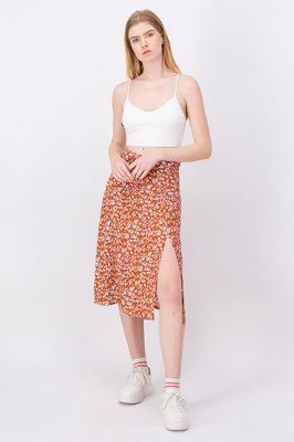 Falda midi estampado abertura sold by Shasa