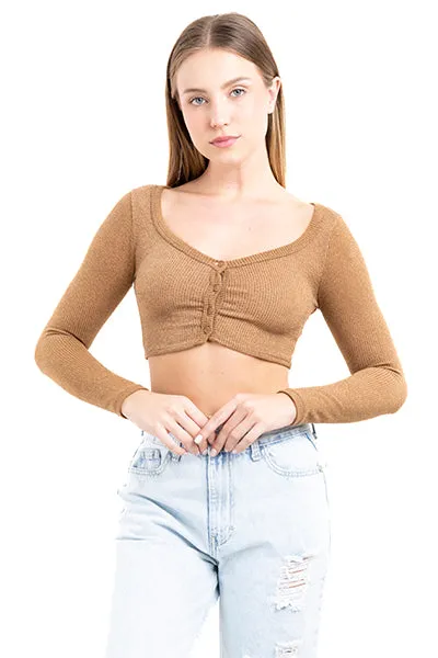 Top crop acanalado botones sold by Shasa