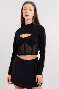 Top Bustier Mesh Cut Out sold by Shasa