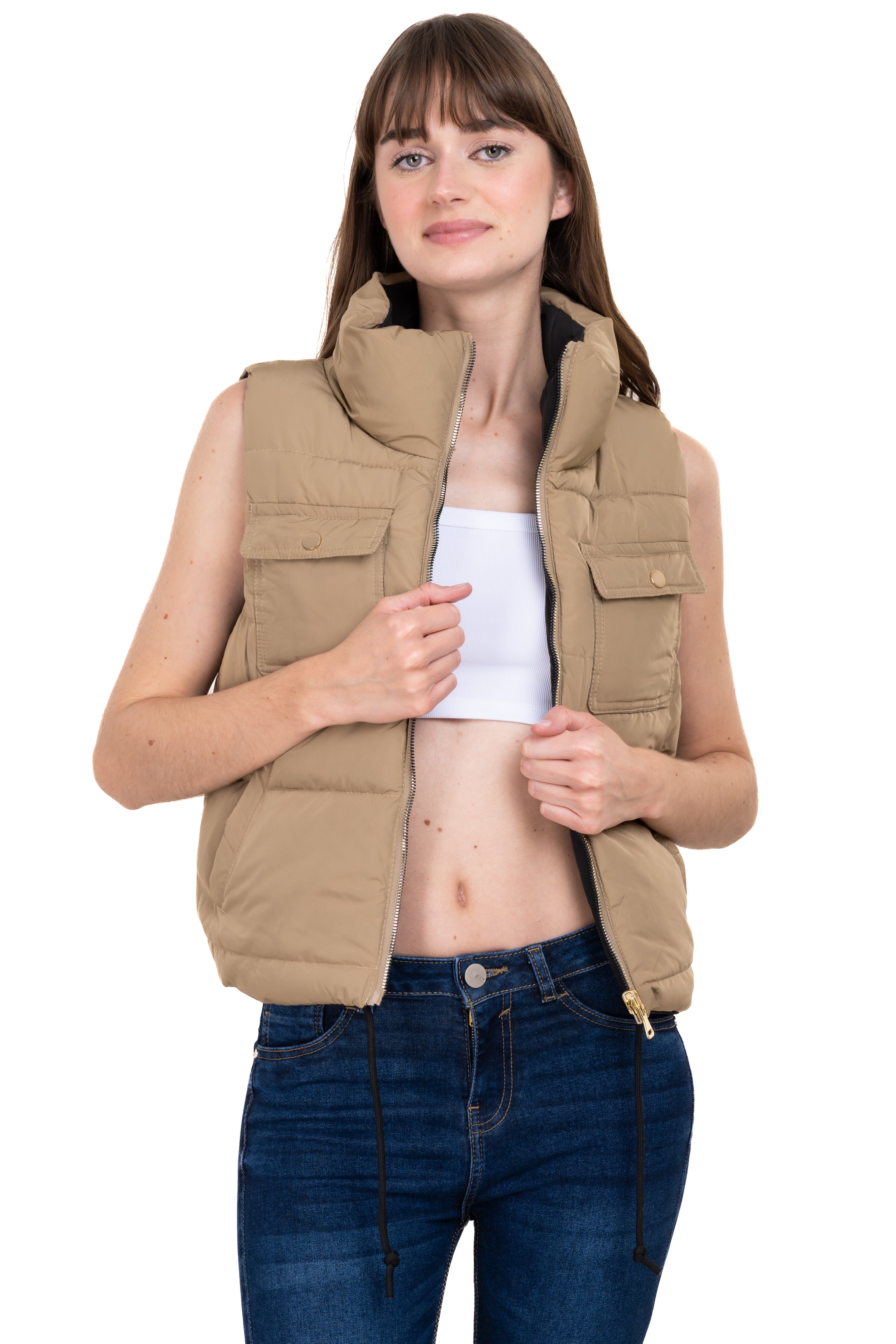 Chaleco capitonado bolsillos cuello alto sold by Shasa