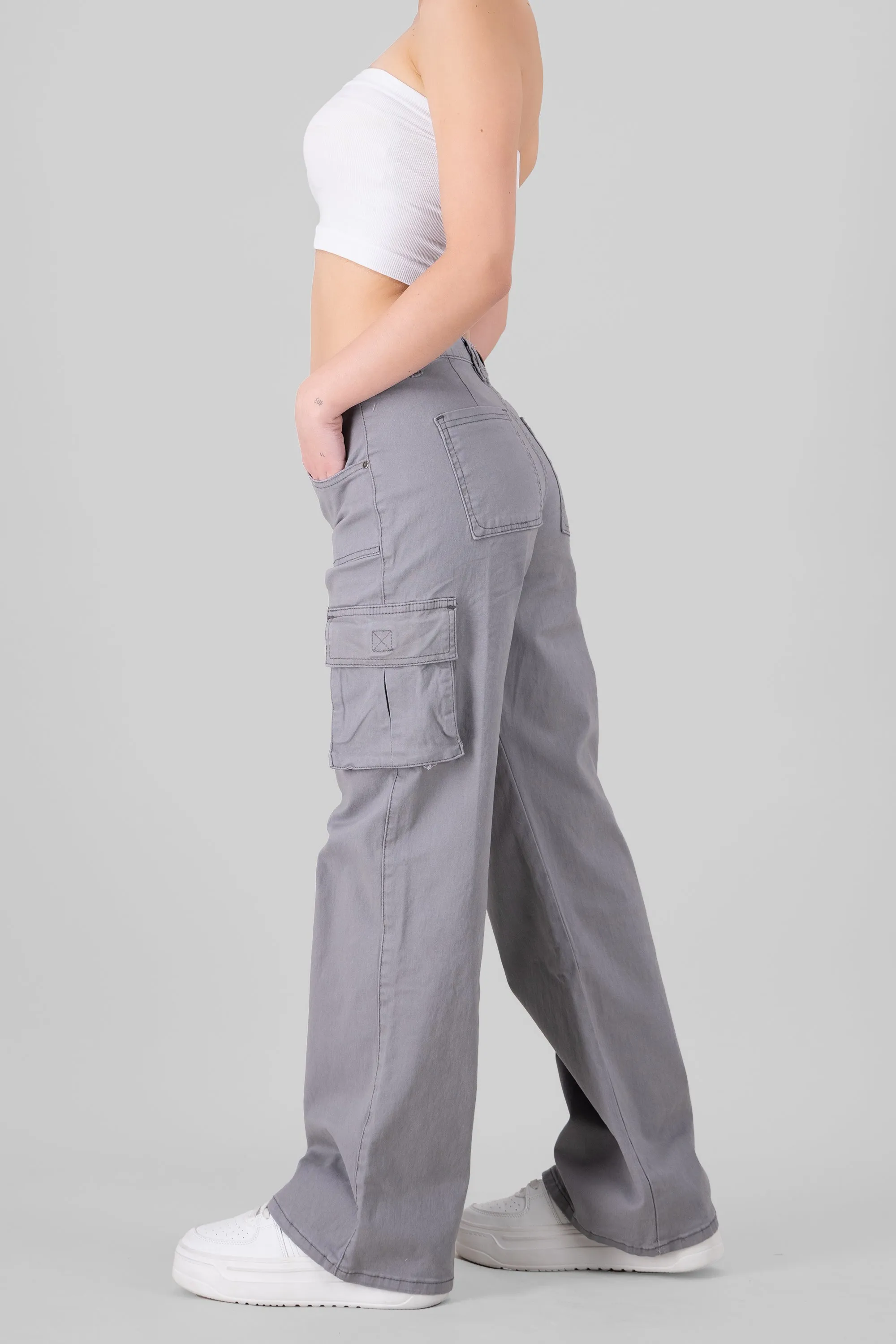 Jeans cargo wide leg lisos sold by Shasa product image thumbnail 3