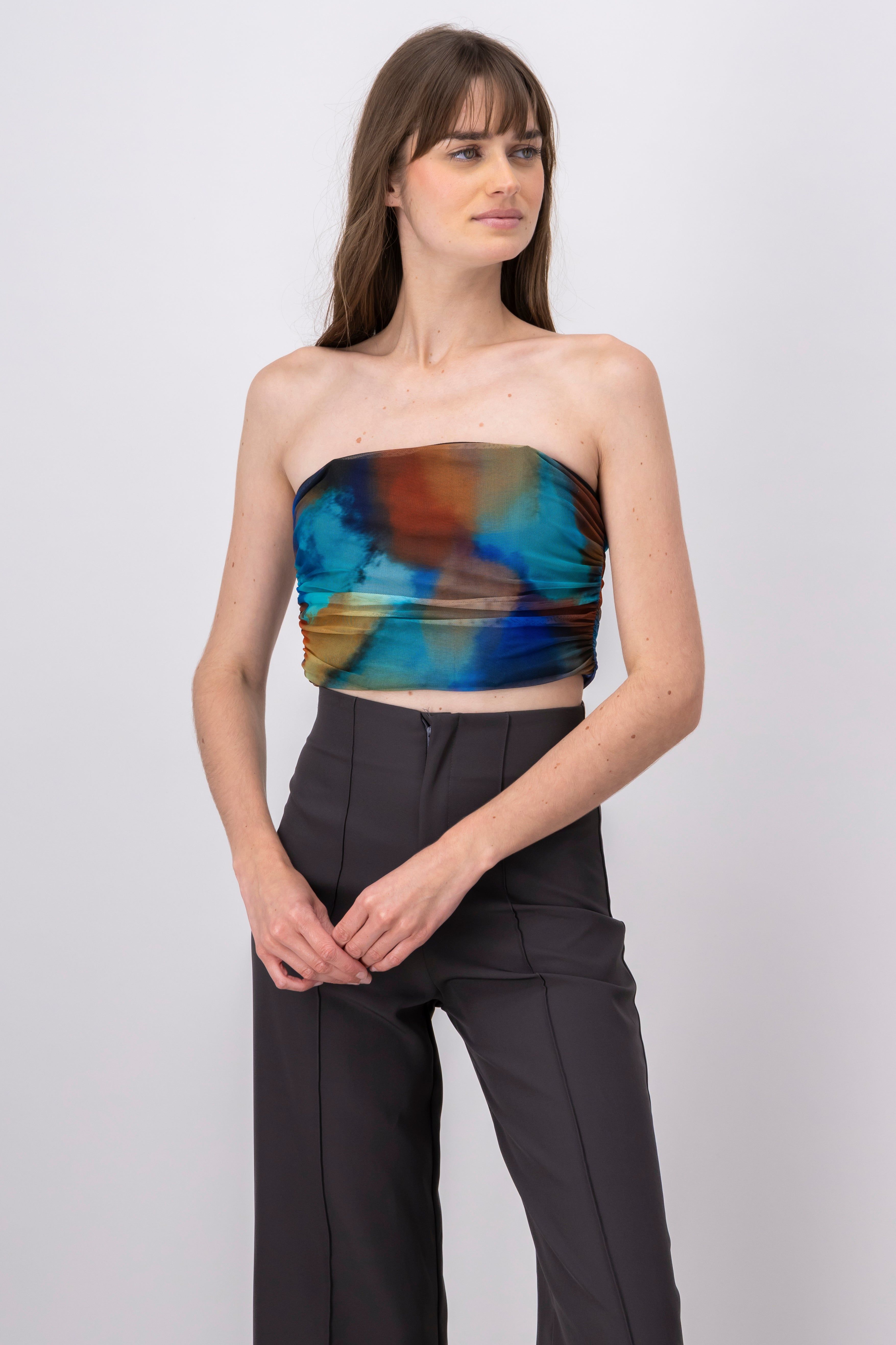 Top Strapless Mesh Estampado sold by Shasa