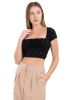 Top crop eyelets manga corta sold by Shasa