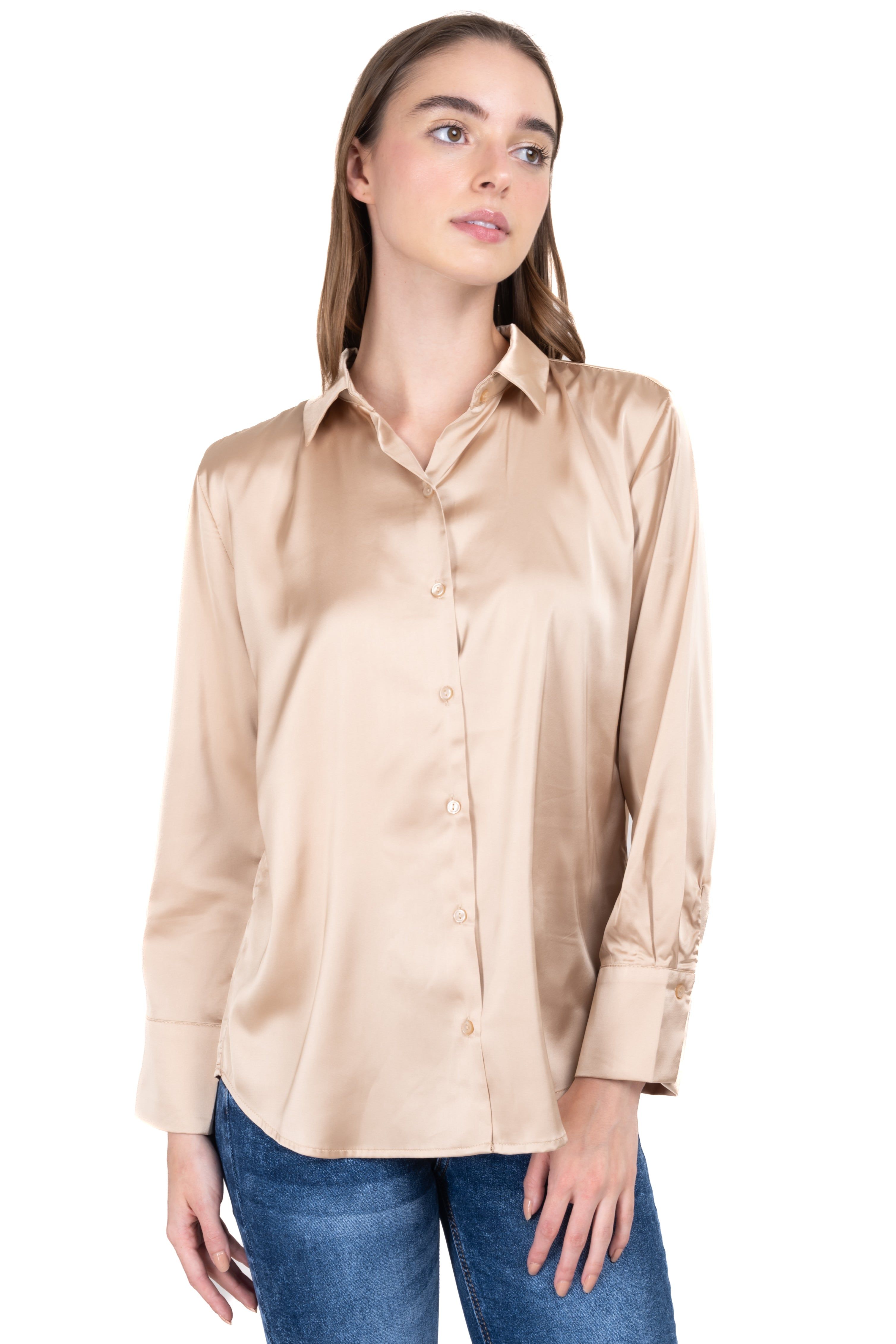 Camisa satín manga larga botones sold by Shasa